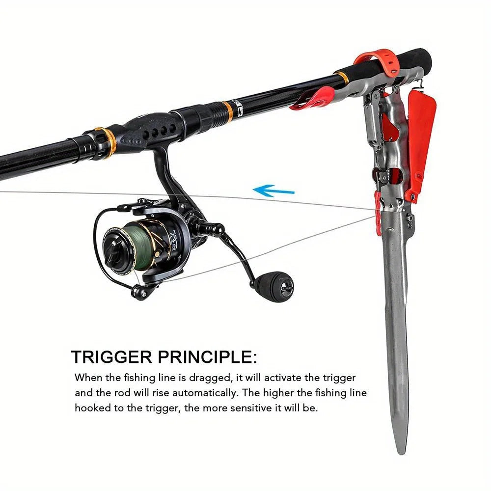 Automatic Full Stainless Steel Adjustable Fishing Rod Holder with Protective Board Sensitivity Bracket 2 Spring Tool Accessories