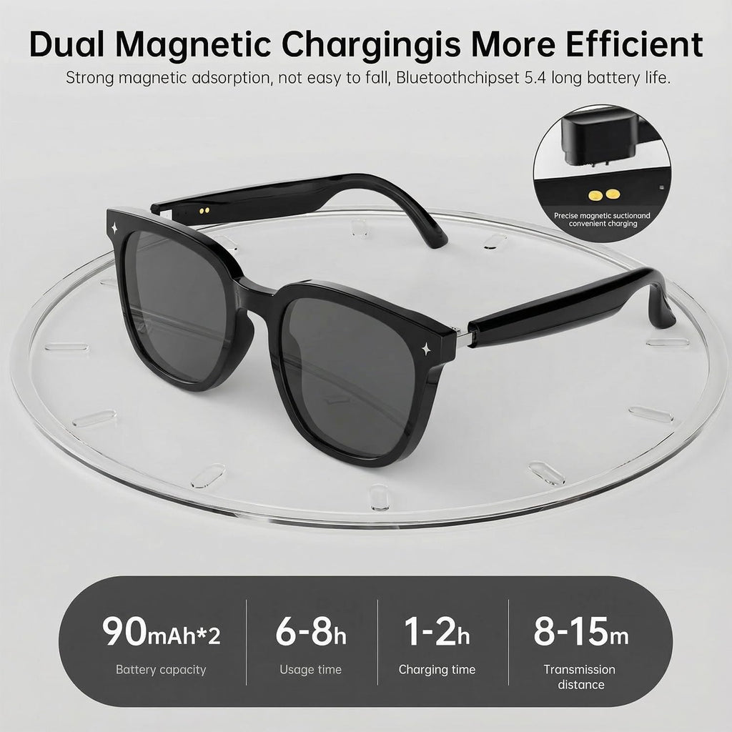 AI Smart Glasses for Men and Women with Chat GPT, Real Time Translation Glasses with 164 Languages,Sunglasses Music Playback, Hands-Free Calls, Open-Ear Audio for Travel, Meetings