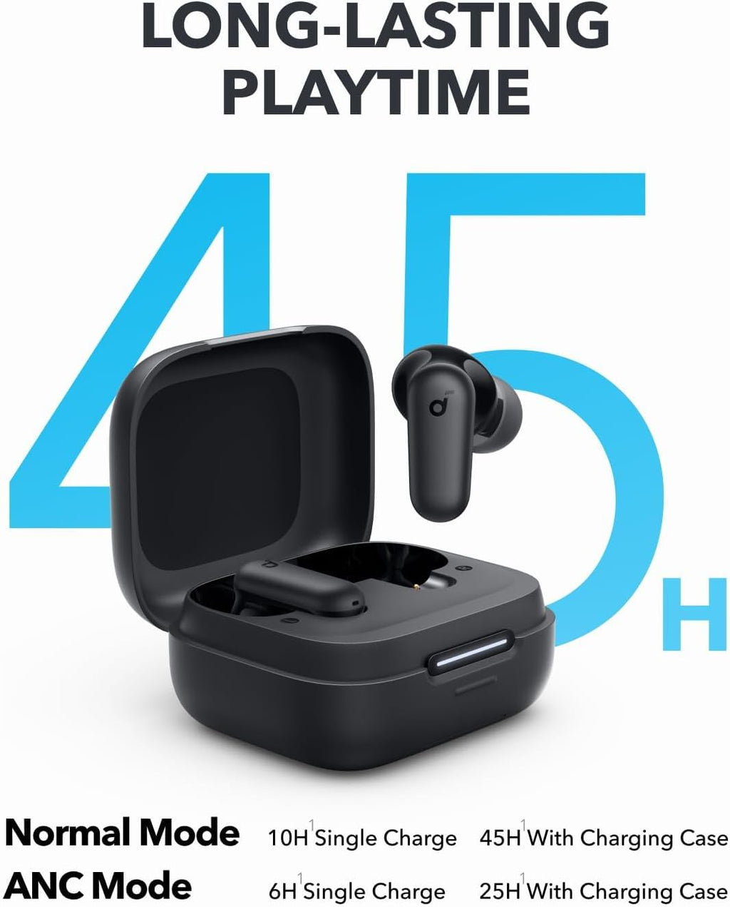 Soundcore P30I by  Noise Cancelling Earbuds, Strong and Smart Noise Cancelling, Powerful Bass, 45H Playtime, 2-In-1 Case and Phone Stand, IP54, Wireless Earbuds, Bluetooth 5.4 (Black)