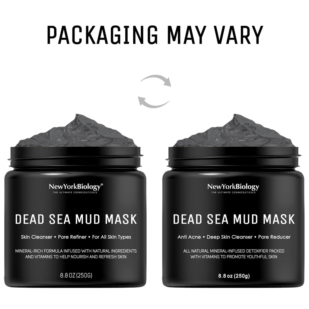 New York Biology Dead Sea Mud Mask for Face and Body | Spa Quality Pore Refiner for Oily Skin | Natural Skincare for Women & Men | Tighten Skin for a Healthier Complexion | 8.8 Oz