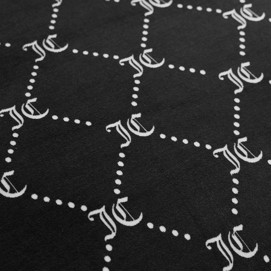 Juicy Couture Plush Reversible Trellis Link 4-Piece Full/Queen Comforter Set with Decorative Pillow, Black