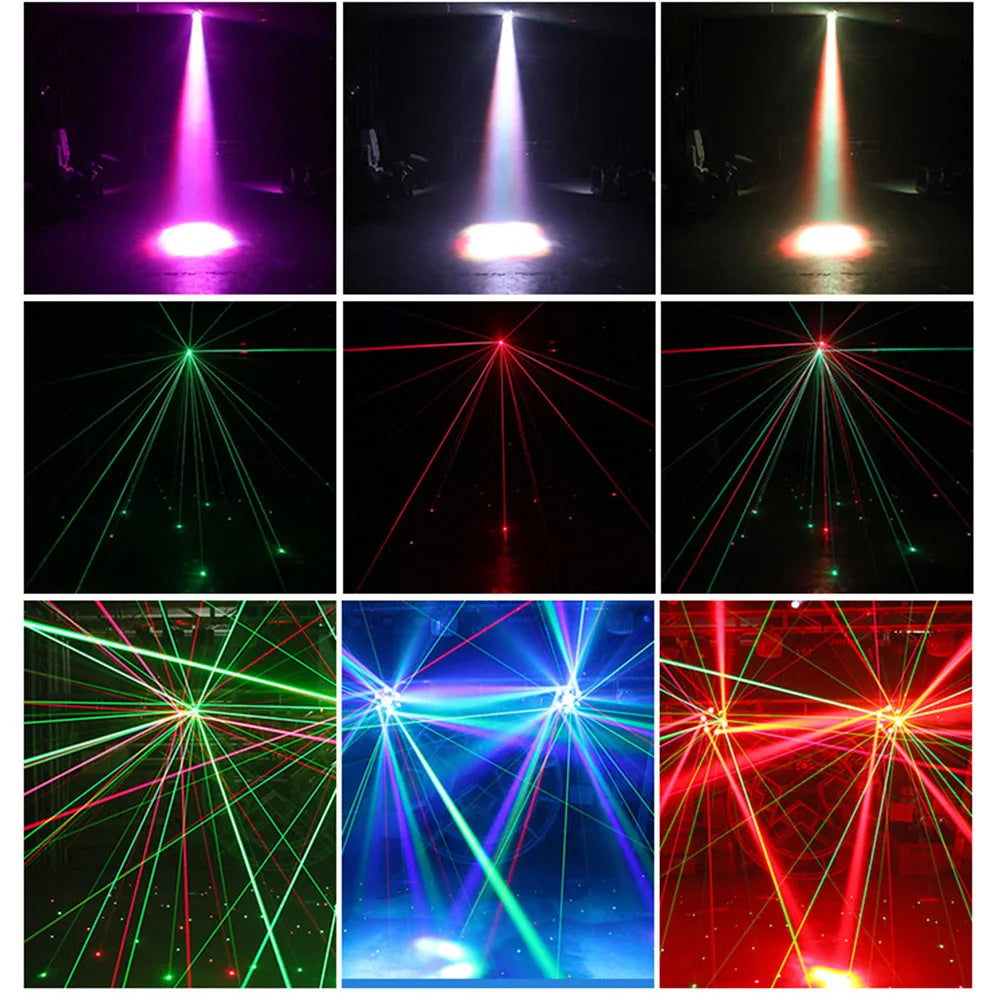 Professional 150W LED Beam Moving Head Light 6-Arm Bee Eye DJ Mobile Disco Lights RGBW Club Party Effect DMX512 Stage Lighting