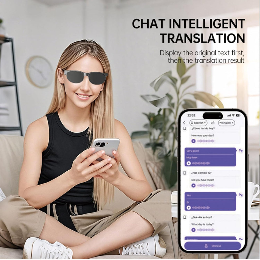 AI Smart Bluetooth Sunglasses, Audio Glasses with Speakers, Translation & Polarized UV400 Sport Glasses, Unisex Gafas Inteligentes