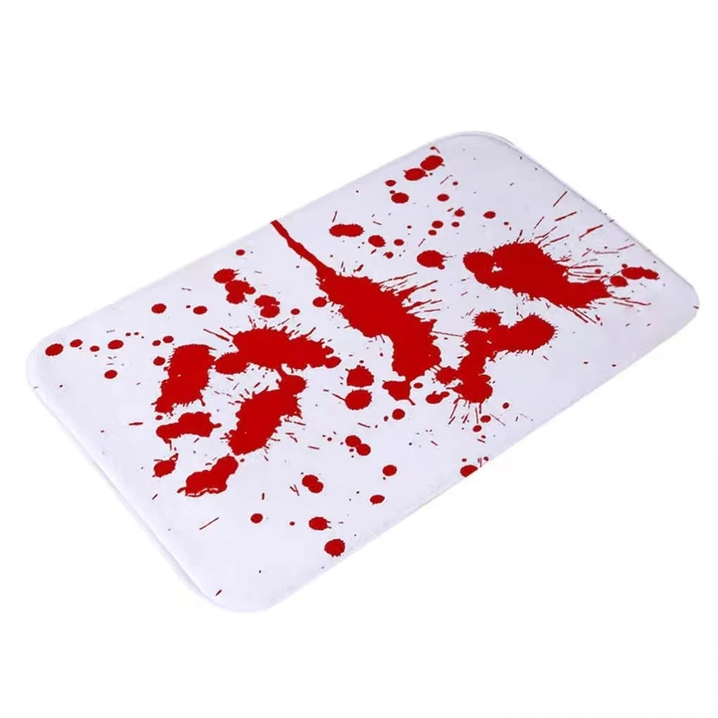 VIKAMA Modern Horror Blood Handprints Flannel Halloween Non-Slip Bathroom Toilet Doorway Wearable Durable Rugs Home Decoration