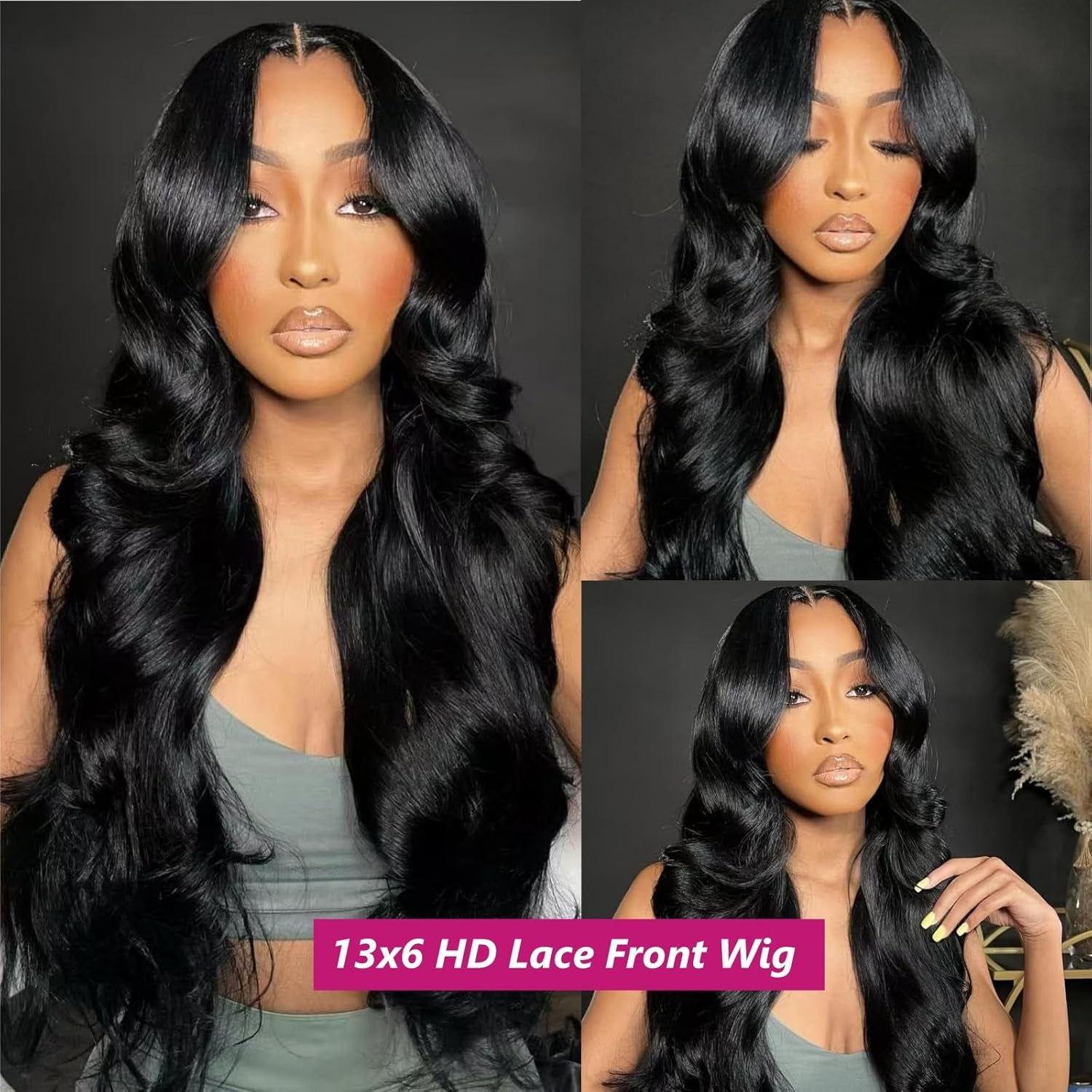 BMNH 13X6 Lace Front Wigs Human Hair 200 Density Body Wave HD Lace Front Wigs Human Hair 13X6 HD Lace Frontal Glueless Wigs Human Hair Pre Plucked Brazilian Virgin Wig for Women (28 Inch)