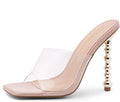 Shoe Land Women’S Clear Rhinestone Bow Heels – Double Bowknot & Adjustable Ankle Strap | Crystal Stiletto High Heels with Square Open Toe for Wedding & Party