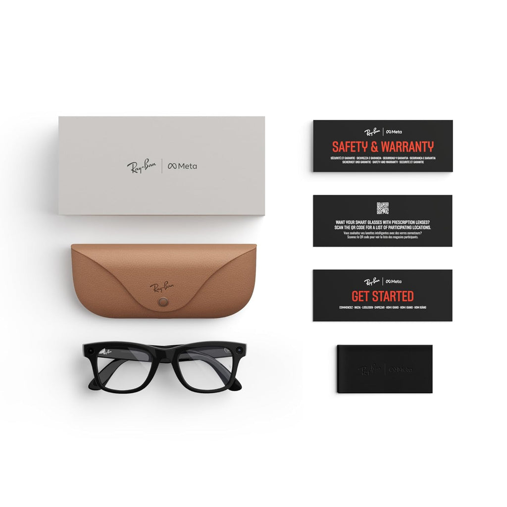 Ray-Ban Meta (Gen 1), Wayfarer, Large Shiny Black | Smart AI Glasses for Men, Women — 12 MP Camera, Open-Ear Speakers for Audio, Video Recording and Bluetooth — Clear Lenses — Wearable Technology