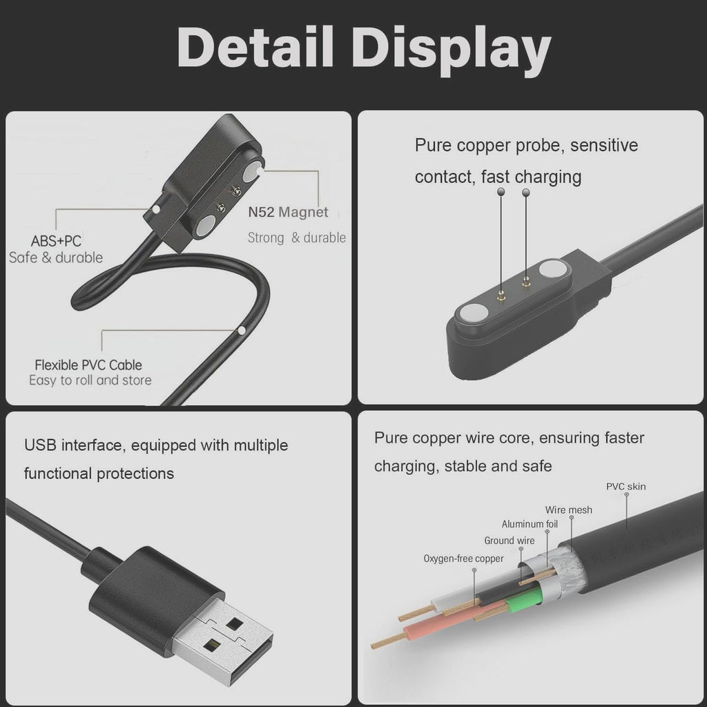Smart Glasses Charger,1 Pack Compatible with Smartglasses Charging Cable Magnetic USB Cord(Only Fit Charge Point Spacing 2.5Mm Glasses)