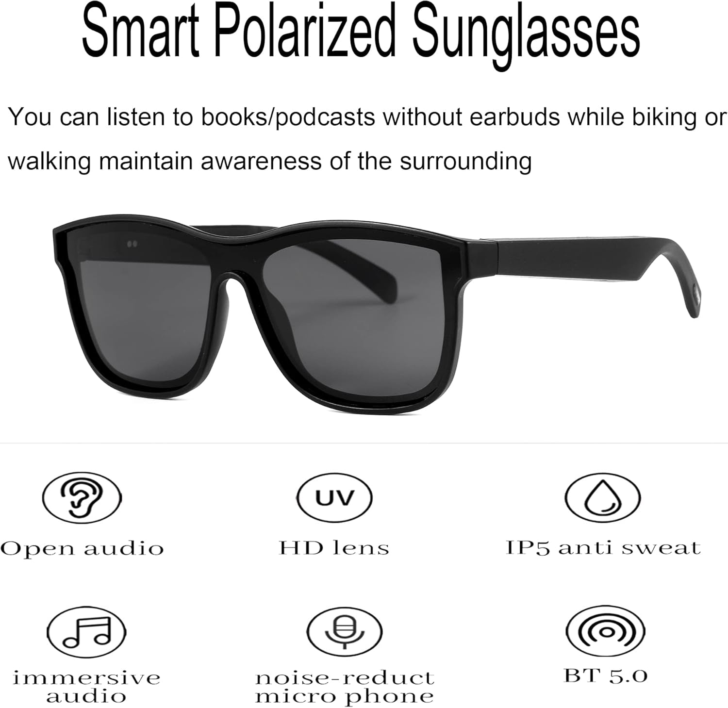 Smart Glasses for Men - Bluetooth Sunglasses with Voice Assistant, Sunlens