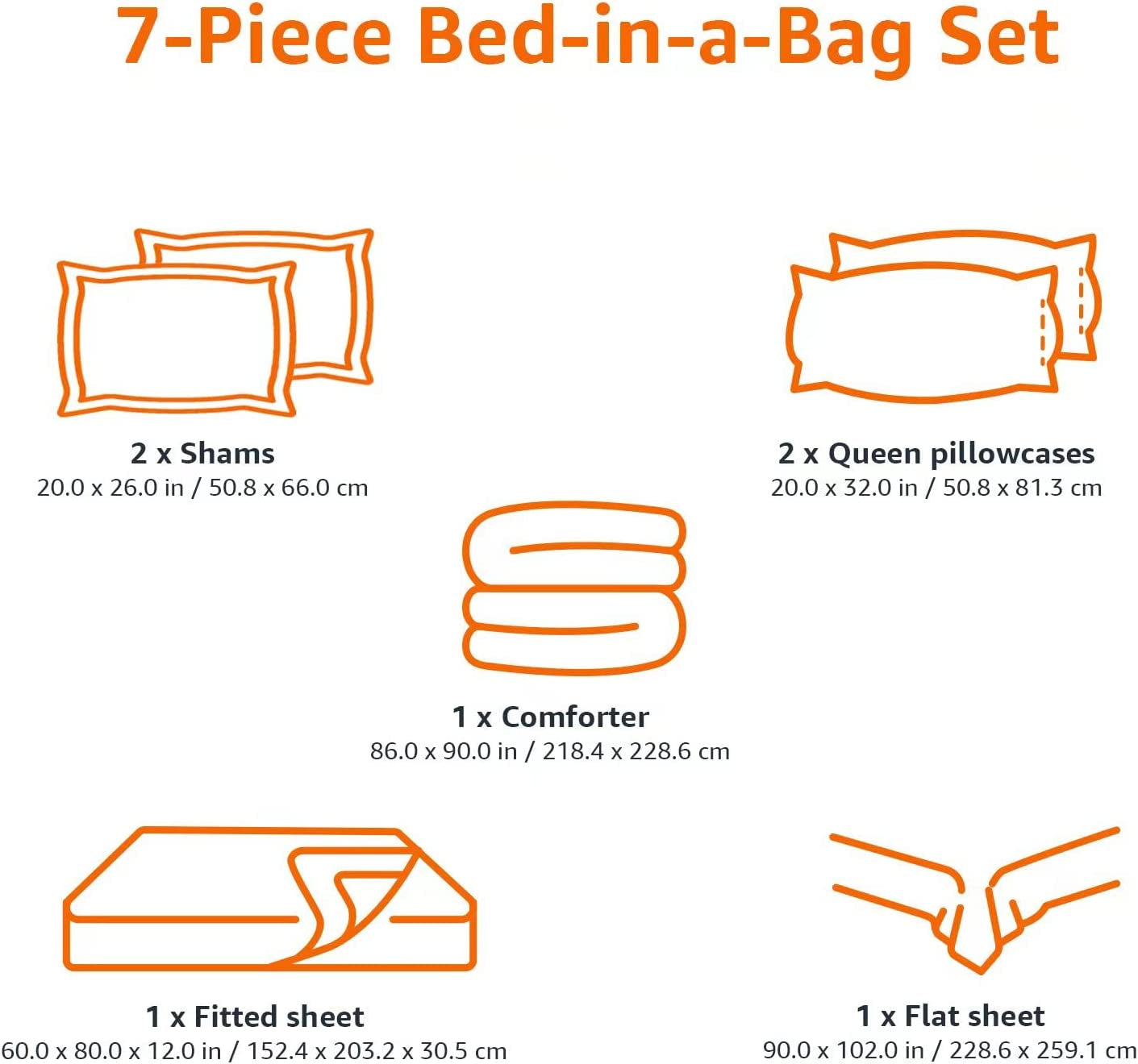 Amazon Basics Full/Queen Comforter Set with Sheets, 7-Piece Blue Stripe Bedding, Lightweight Microfiber Bed-In-A-Bag, Striped