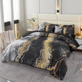 PERFEMET 6 PCS Bed in a Bag Black Watercolor Marble Printed Comforter Set for Queen Bed Burning Mountain Pattern Bedding Set with Sheets Retro Artwork Design Quilt Sets(Black, Queen)