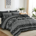 Yiran King Size Comforter Set, 7 Pieces Boho Bed in a Bag, Black Bedding Set for All Seasons, Lightweight Comforter Bed Set with Sheets, Pillowcases & Shams