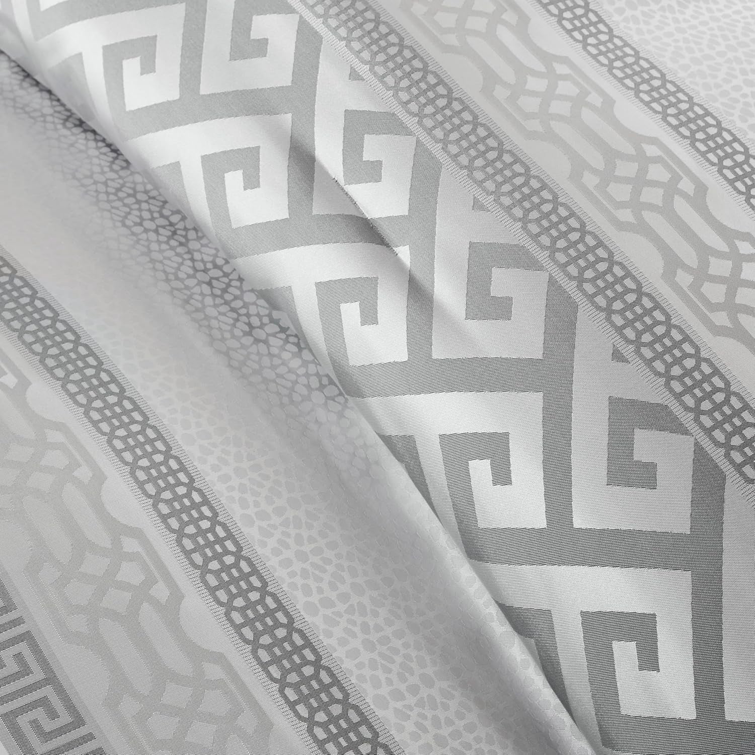 Madison Park Luxury Comforter Set-Traditional Jacquard Design All Season down Alternative Bedding, Matching Bedskirt, Decorative Pillows, Queen(90"X90"), Bennett, Geometric Grey 7 Piece