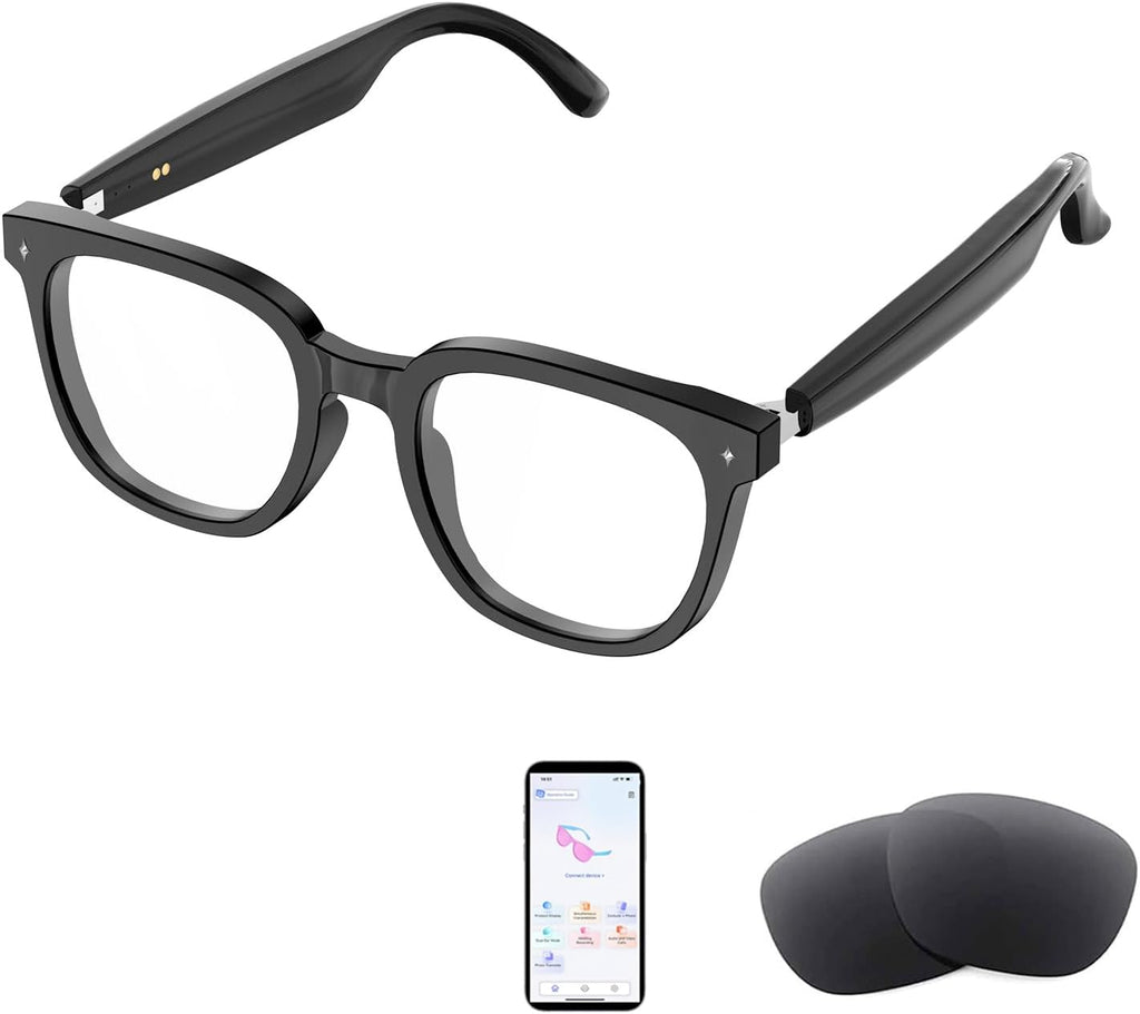 AI Smart Glasses for Men and Women with Chat GPT, Real Time Translation Glasses with 164 Languages,Sunglasses Music Playback, Hands-Free Calls, Open-Ear Audio for Travel, Meetings