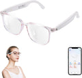AI Smart Glasses for Women Men, Clear Frame Blue Light Glasses, Real-Time Translation（160+Languages), Photo Translation, No Subscription, Bluetooth 6.0 AI Translation Glasses for Business Travel-Pink
