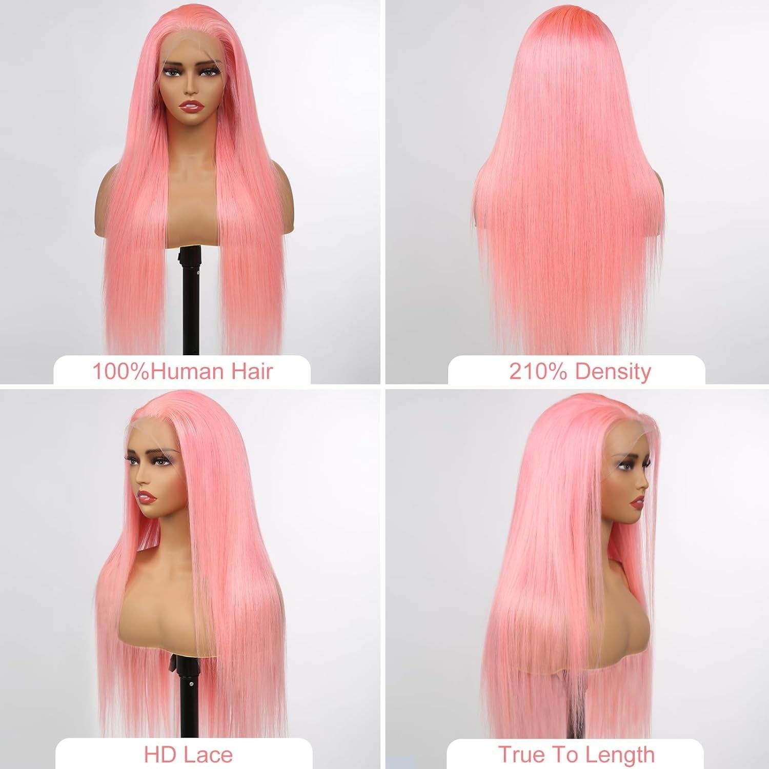 Arabella Pink Lace Front Wig Human Hair 13X4 613 Lace Front Wigs Human Hair 210% Density Ready to Go Glueless Wig Pre Plucked (18Inch, Pink 13X4 Ready to Go Wig)