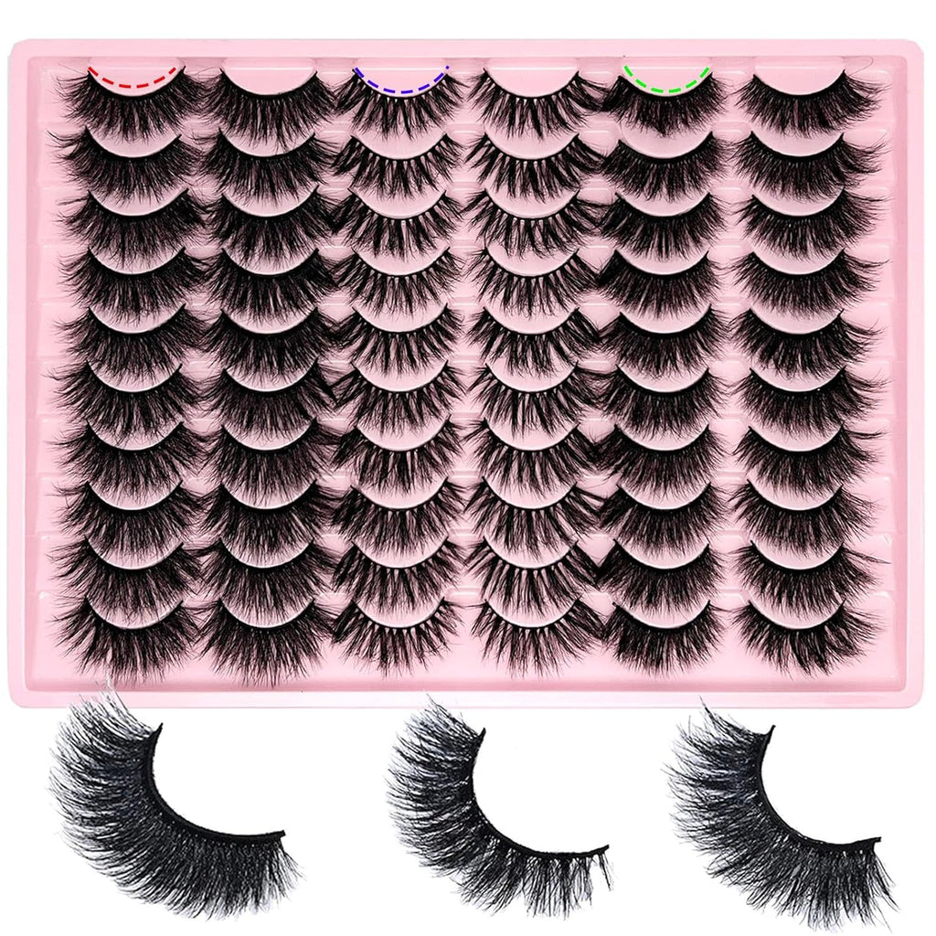 Loladook Mink Lashes Pack Fluffy Wispy Strip Lashes Natural Look 3D Cat Eye Eyelashes Book 18Mm Long Volume C Curl Faux Mink Lash Strips Multipack (3 Styles)