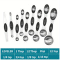 Stainless Steel Double Headed Measuring Spoon 9-Piece Set with Magnetic Suction and Scale Measuring Spoon Baking Tool