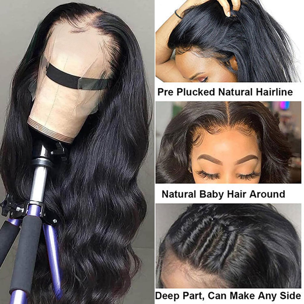 CSCHS Body Wave Wig 13X6 HD Lace Front Wigs Human Hair Pre Plucked Body Wave Lace Front Wigs Human Hair 200 Density Frontal Wigs for Black Women Human Hair Wig 26 Inch