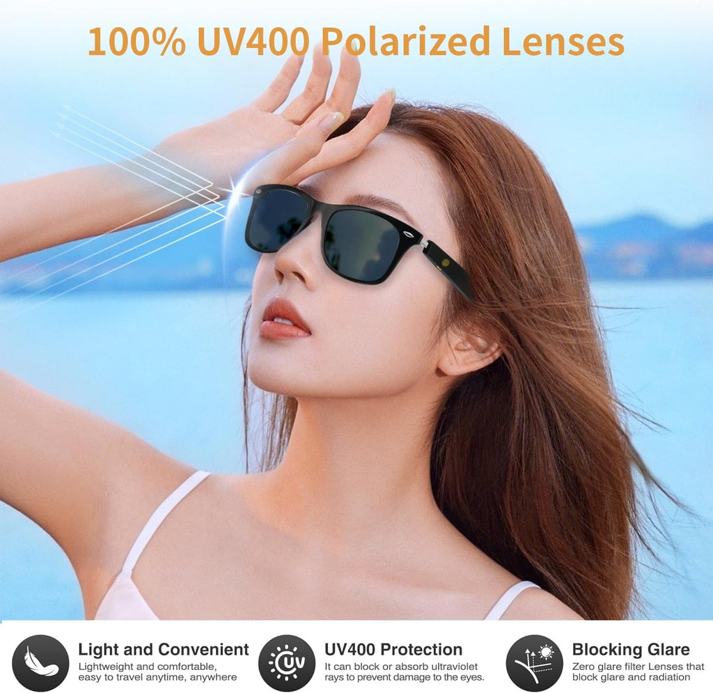 AI Smart Glasses for Men Women, Real-Time Translation Glasses with Chatgpt, Wireless Bluetooth 5.3, UV Protection Polarized Smart Sunglasses with 160+ Languages, Ideal for Travel Study & Business