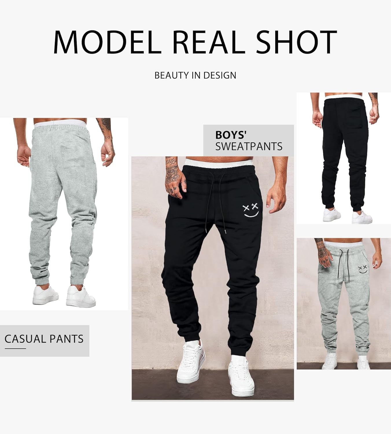 Mens Sweatpants Causal Fit Tapered Track Pants with Pockets Athletic Joggers for Men Workout, Running, Gym Grey US 40(2XL)
