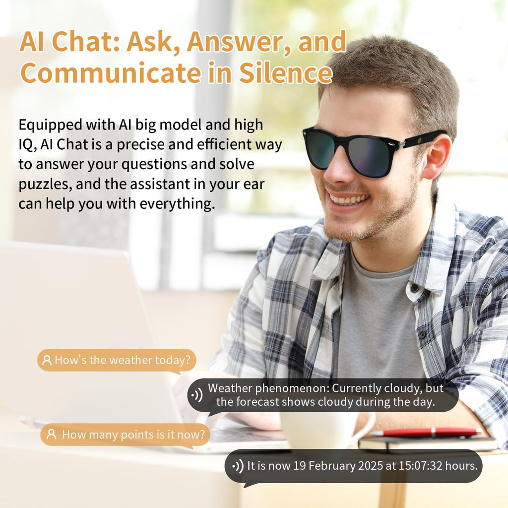 AI Smart Glasses for Men Women, Real-Time Translation Glasses with Chatgpt, Wireless Bluetooth 5.3, UV Protection Polarized Smart Sunglasses with 160+ Languages, Ideal for Travel Study & Business