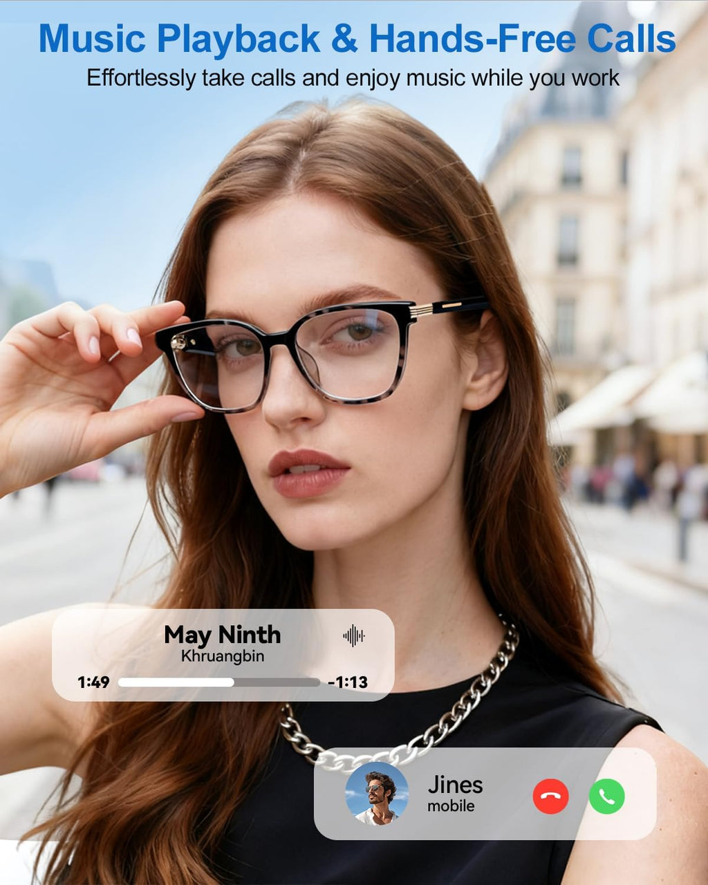 Ai Smart Glasses Men Women with Real-Time Translation, Color-Change Lens, Music & Calls W/Bluetooth 5.4, Al Vioce & Meeting Assistant, Lightweight & Comfortable, Thin Temples (Tortoiseshell)