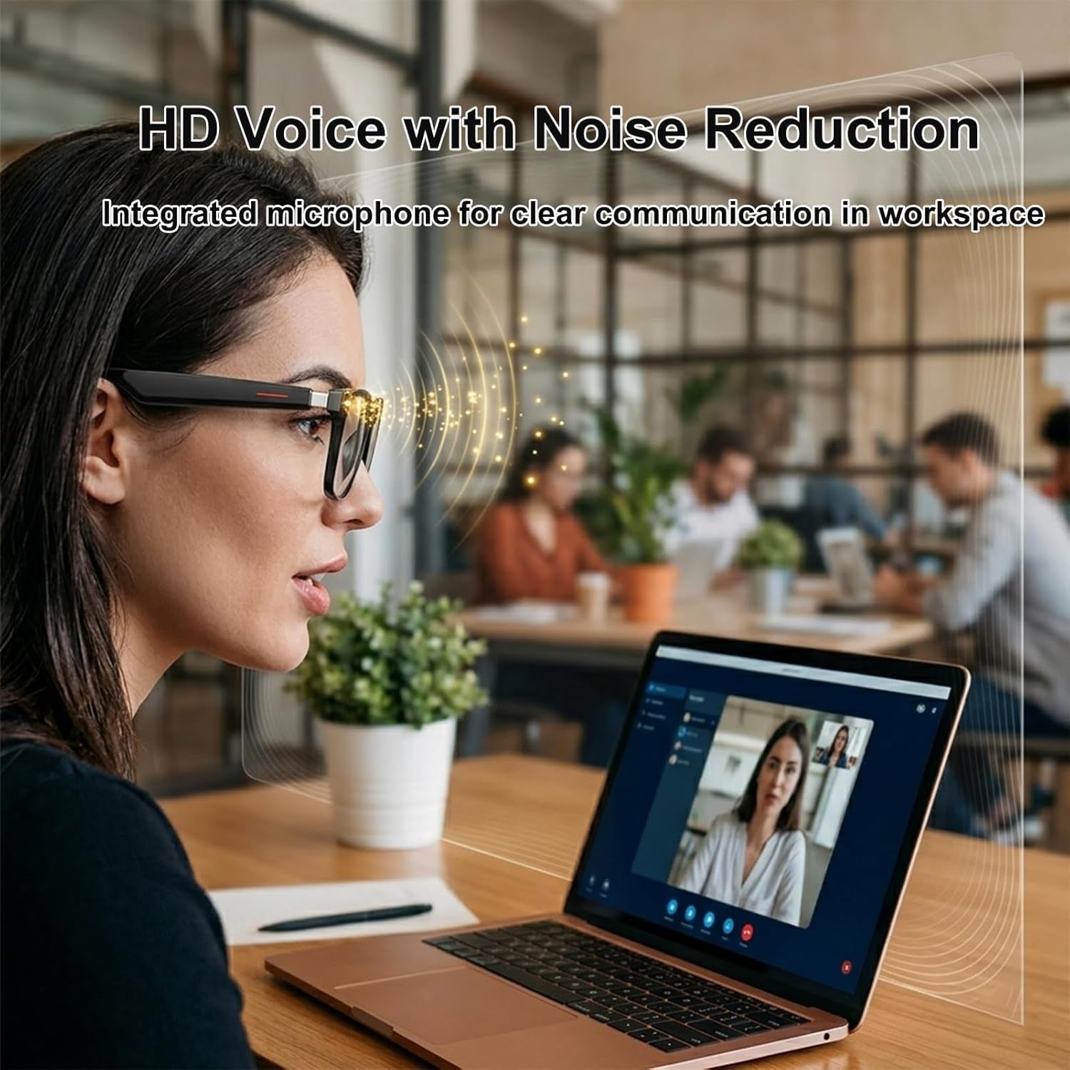 Smart Audio Glasses,Anti-Blue Light Lenses,Open Ear Bluetooth Glasses with Noise Canceling Microphone,Touch Control, IP65 Water Resistant,Lightweight Eyewear for Office & Home