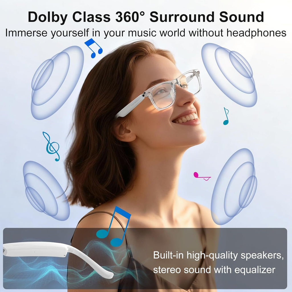 AI Smart Glasses for Women & Men with Chatgpt, Bluetooth Glasses with 165 Languages Translation, Color-Change Lens, Meeting Analysis, Music Playback, Hands-Free Calls, UV & Blue Light Protection