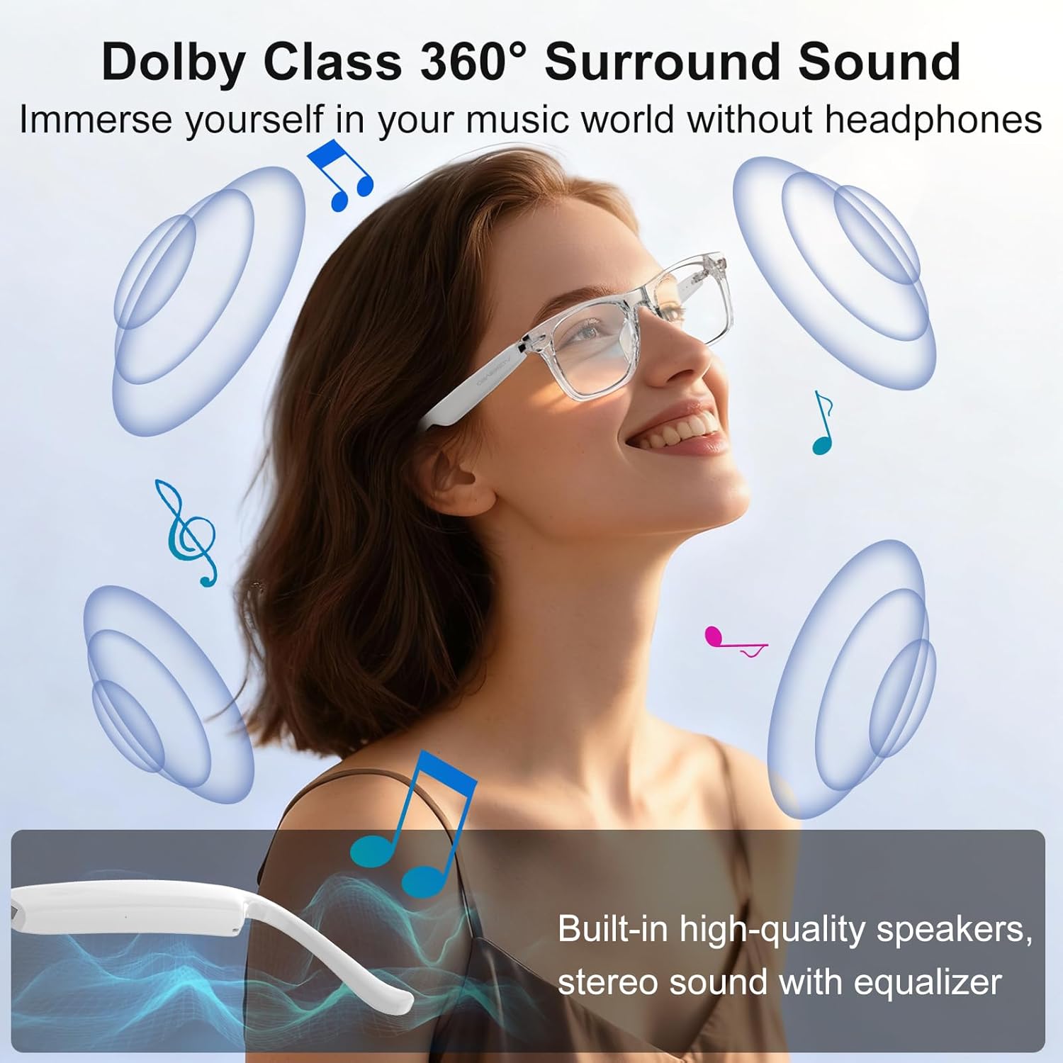 AI Smart Glasses for Women & Men with Chatgpt, Bluetooth Glasses with 165 Languages Translation, Color-Change Lens, Meeting Analysis, Music Playback, Hands-Free Calls, UV & Blue Light Protection