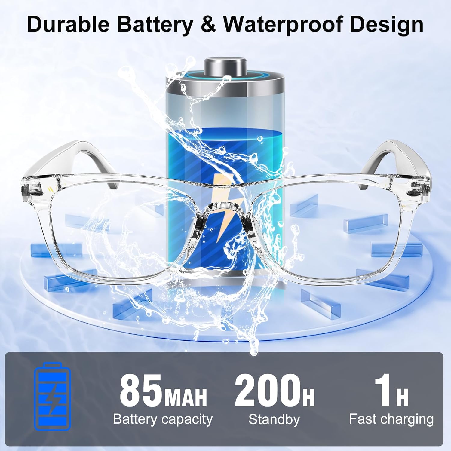 AI Smart Glasses for Women & Men with Chatgpt, Bluetooth Glasses with 165 Languages Translation, Color-Change Lens, Meeting Analysis, Music Playback, Hands-Free Calls, UV & Blue Light Protection