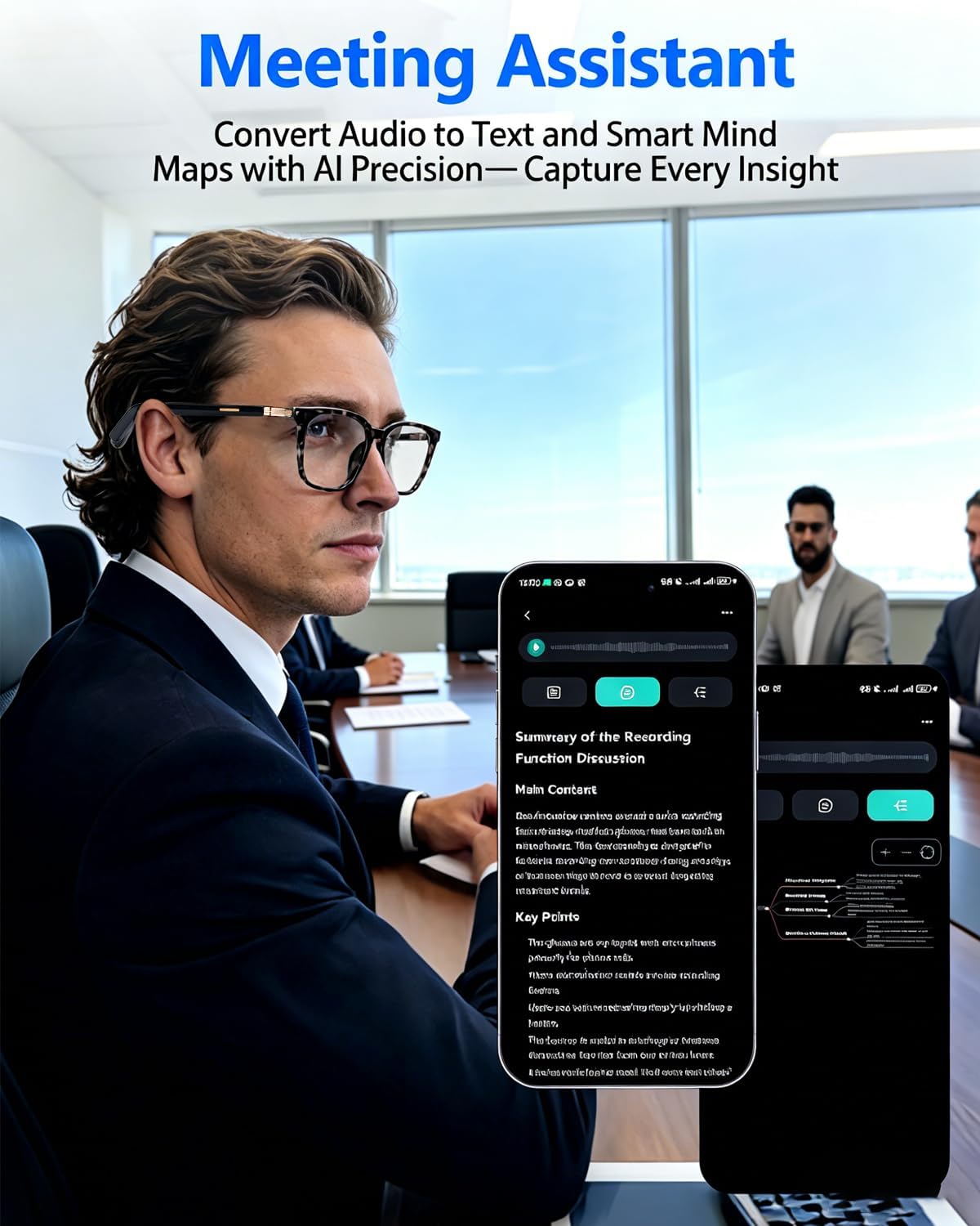 Ai Smart Glasses Men Women with Real-Time Translation, Color-Change Lens, Music & Calls W/Bluetooth 5.4, Al Vioce & Meeting Assistant, Lightweight & Comfortable, Thin Temples (Tortoiseshell)