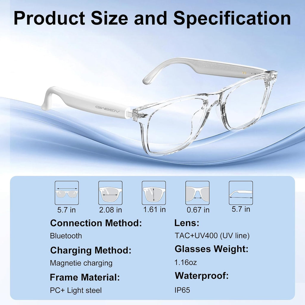 AI Smart Glasses for Women & Men with Chatgpt, Bluetooth Glasses with 165 Languages Translation, Color-Change Lens, Meeting Analysis, Music Playback, Hands-Free Calls, UV & Blue Light Protection