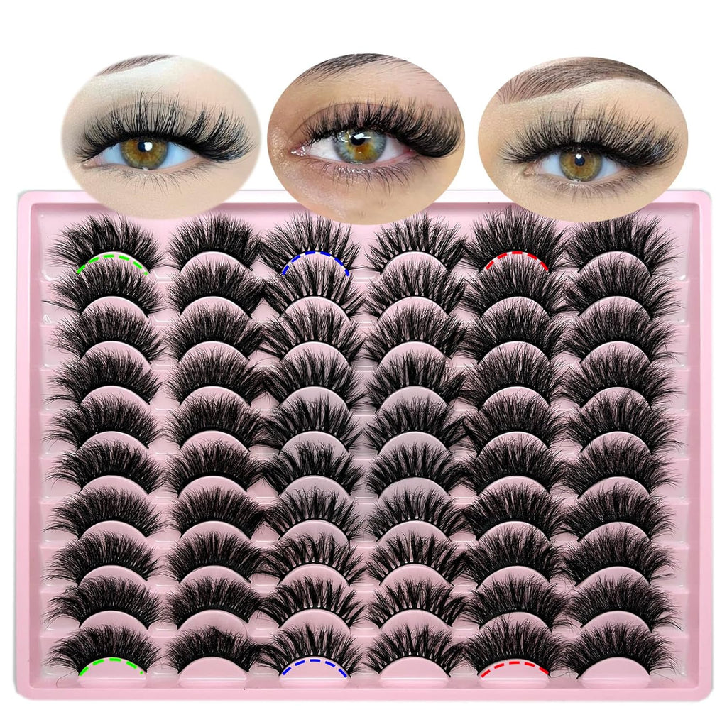 Loladook Mink Lashes Pack Fluffy Wispy Strip Lashes Natural Look 3D Cat Eye Eyelashes Book 18Mm Long Volume C Curl Faux Mink Lash Strips Multipack (3 Styles)