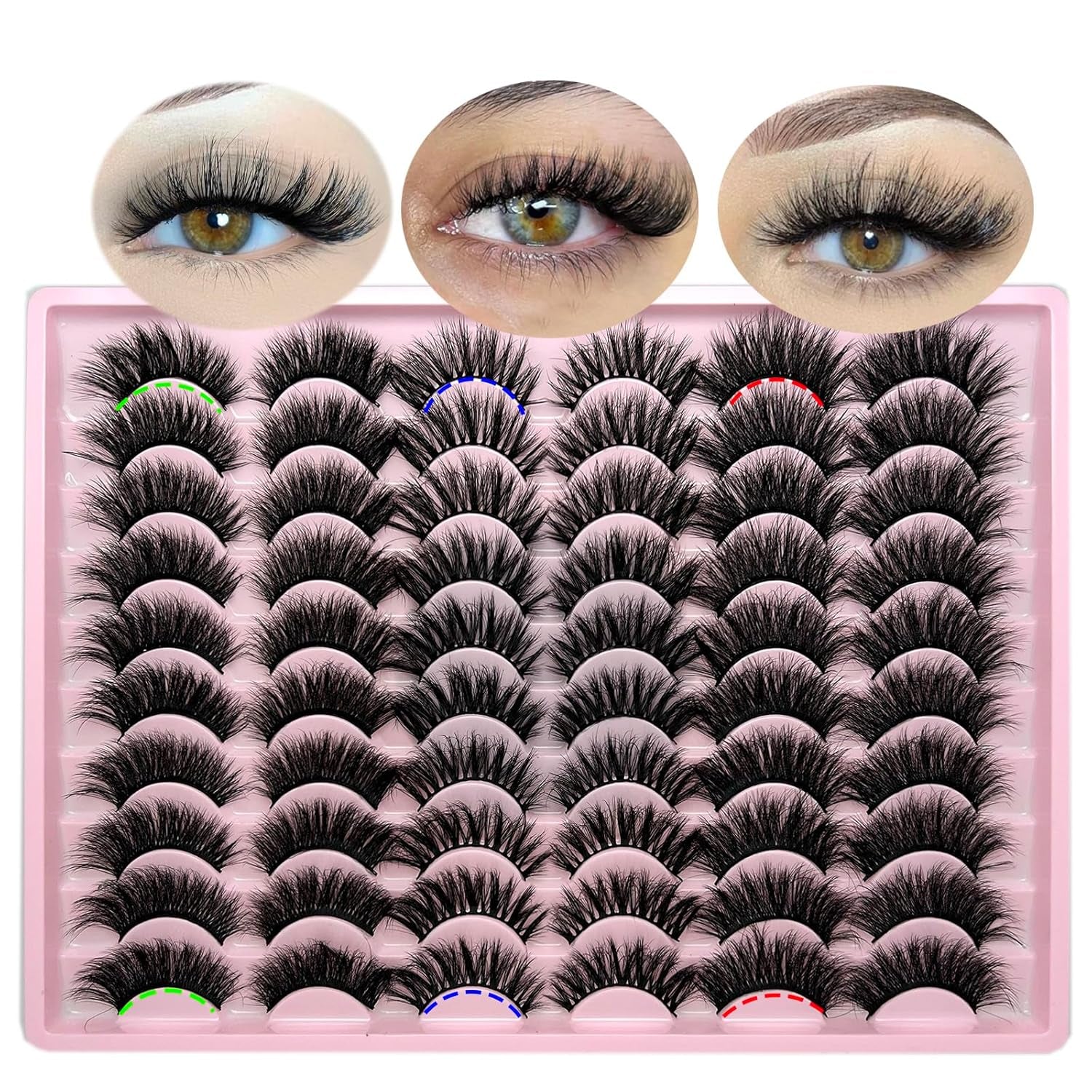 Loladook Mink Lashes Pack Fluffy Wispy Strip Lashes Natural Look 3D Cat Eye Eyelashes Book 18Mm Long Volume C Curl Faux Mink Lash Strips Multipack (3 Styles)