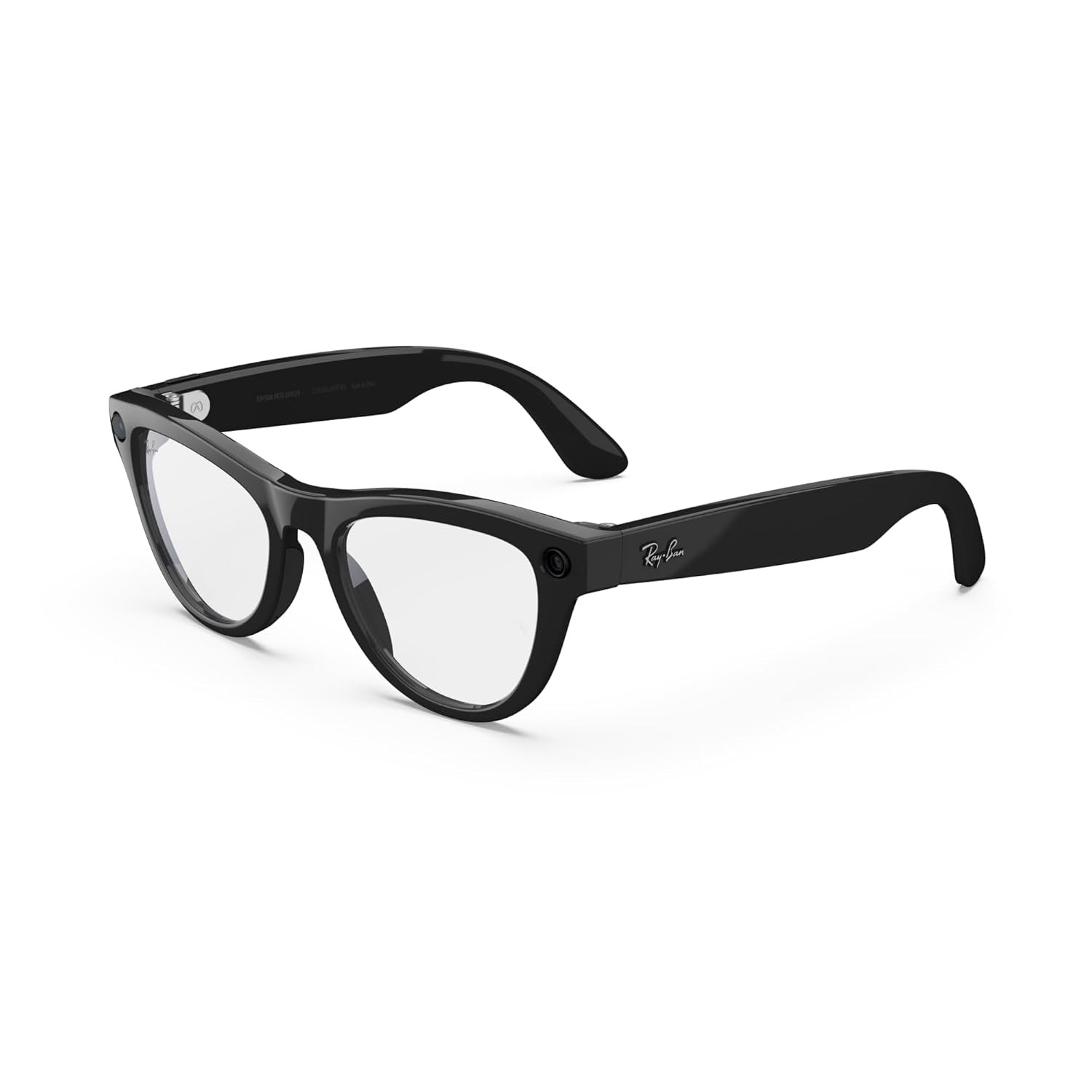 Ray-Ban  (Gen 1), Skyler, Shiny Black | Smart AI Glasses for Men, Women — 12 MP Ultra-Wide Camera, Open-Ear Speakers for Audio, Video Recording and Bluetooth — Clear Lenses — Wearable Technology
