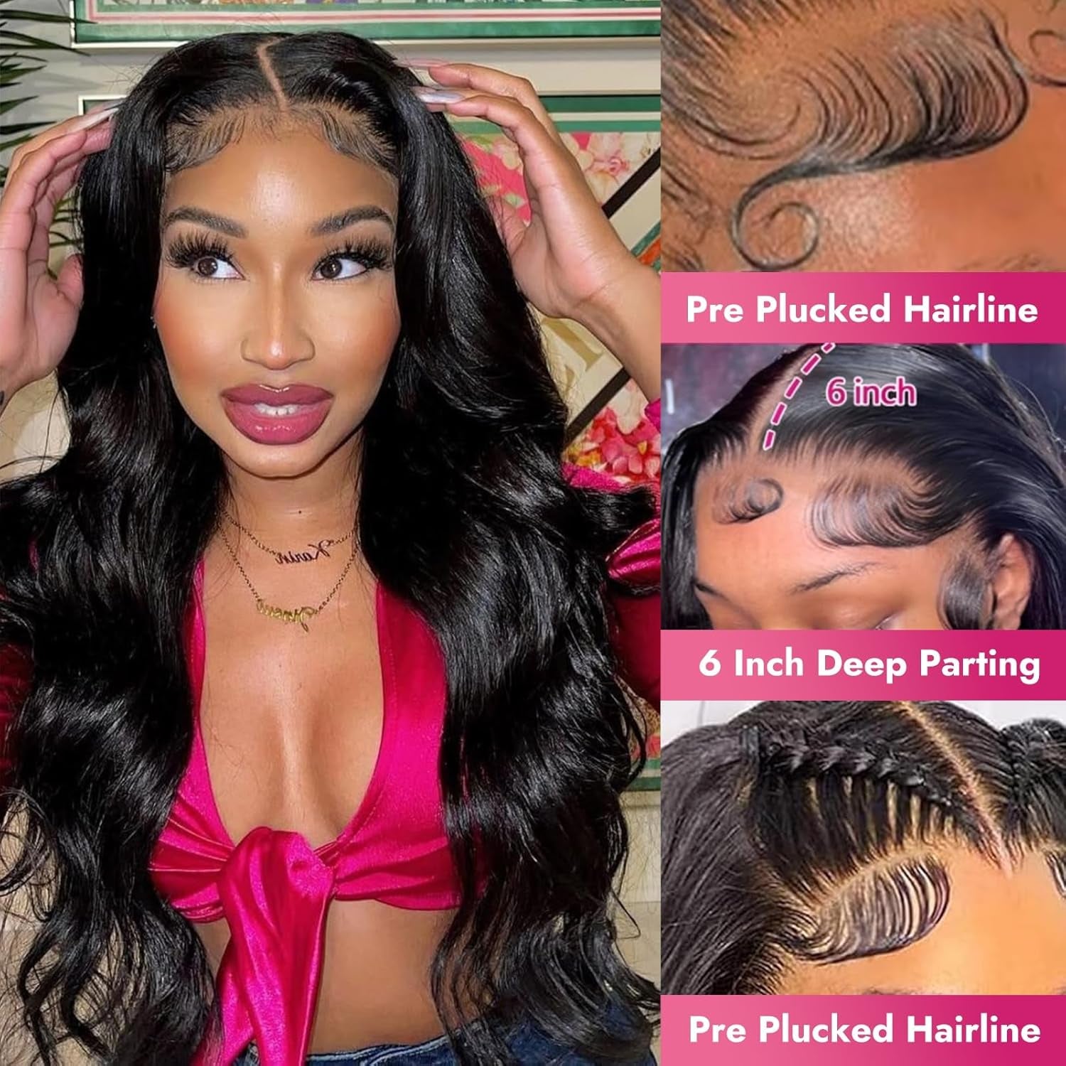 BMNH 13X6 Lace Front Wigs Human Hair 200 Density Body Wave HD Lace Front Wigs Human Hair 13X6 HD Lace Frontal Glueless Wigs Human Hair Pre Plucked Brazilian Virgin Wig for Women (28 Inch)