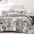 Smoofy Fluffy King Size Comforter Set 3 Pieces - Tie-Dye Grey Fleece Fluffy Comforter Set, Luxury Fuzzy King Bedding Set, Soft King Bed Set All Season, Heavy Faux Fur Comforter with 2 Pillow Cases