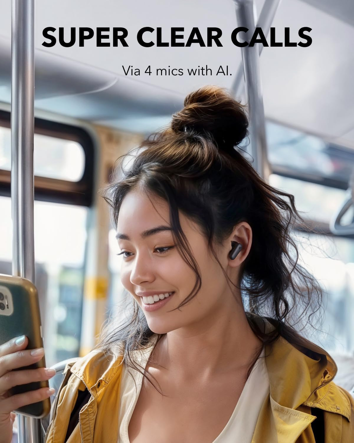 Soundcore P30I by  Noise Cancelling Earbuds, Strong and Smart Noise Cancelling, Powerful Bass, 45H Playtime, 2-In-1 Case and Phone Stand, IP54, Wireless Earbuds, Bluetooth 5.4 (Black)