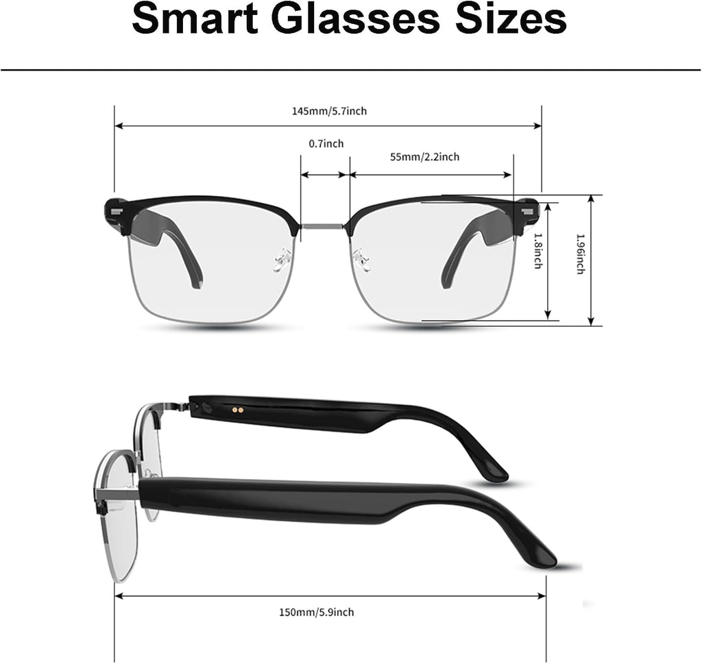 Smart Glasses,Bluetooth Glasses for Men Women,Open Ear Sounds,Transitional Lens for Outerdoor Sport,Audio Glasses for Music Calls (Black Gold)