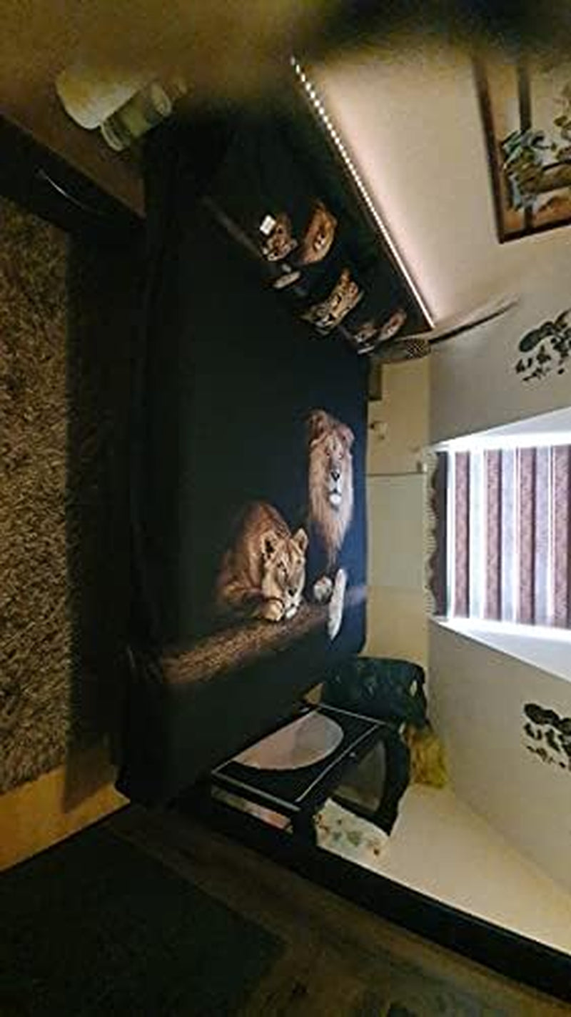 Lion Duvet/Quilt Cover Sets Black Linens Bed Pillow Shams King Queen Twin Full Size Boys Kids Animal Bed Set Home Textile (Queen, 004)