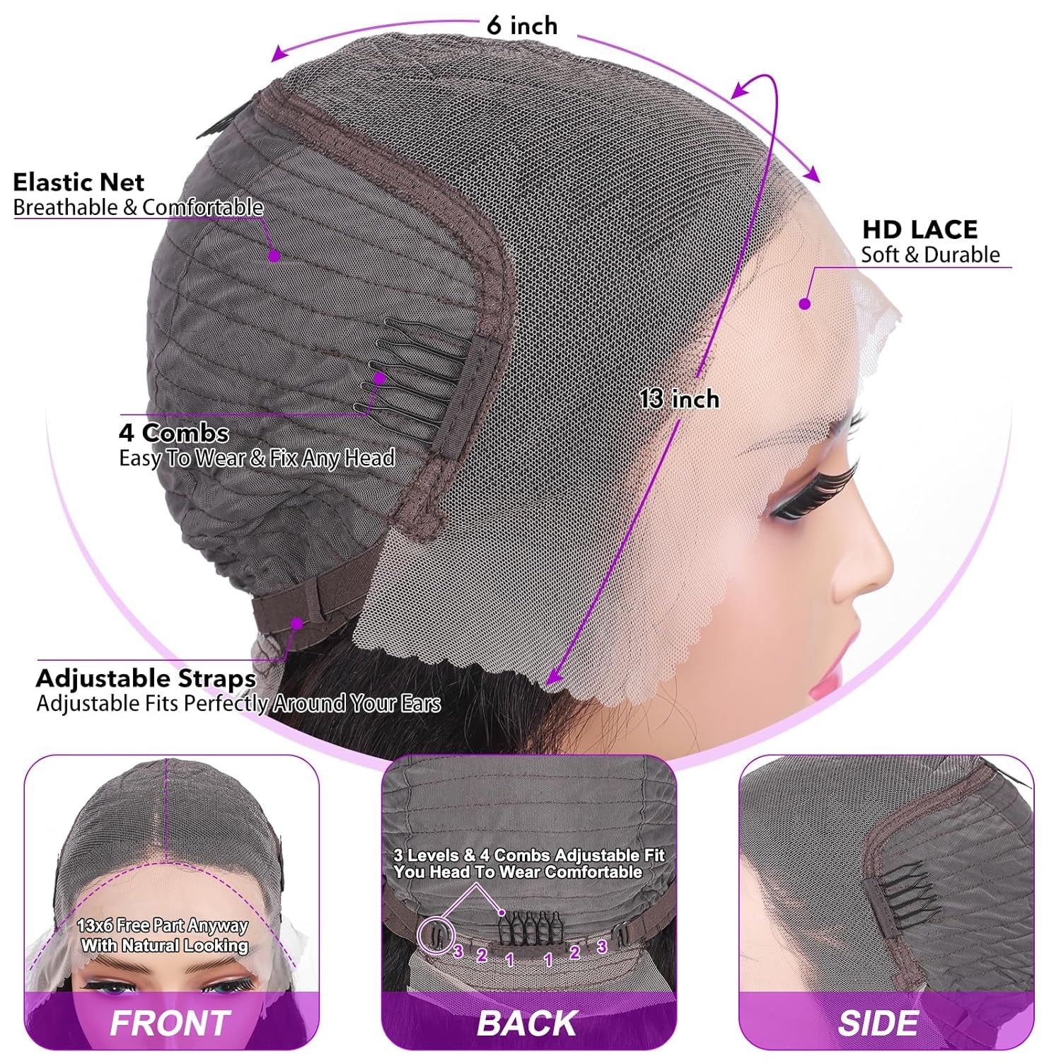 CSCHS Body Wave Wig 13X6 HD Lace Front Wigs Human Hair Pre Plucked Body Wave Lace Front Wigs Human Hair 200 Density Frontal Wigs for Black Women Human Hair Wig 26 Inch