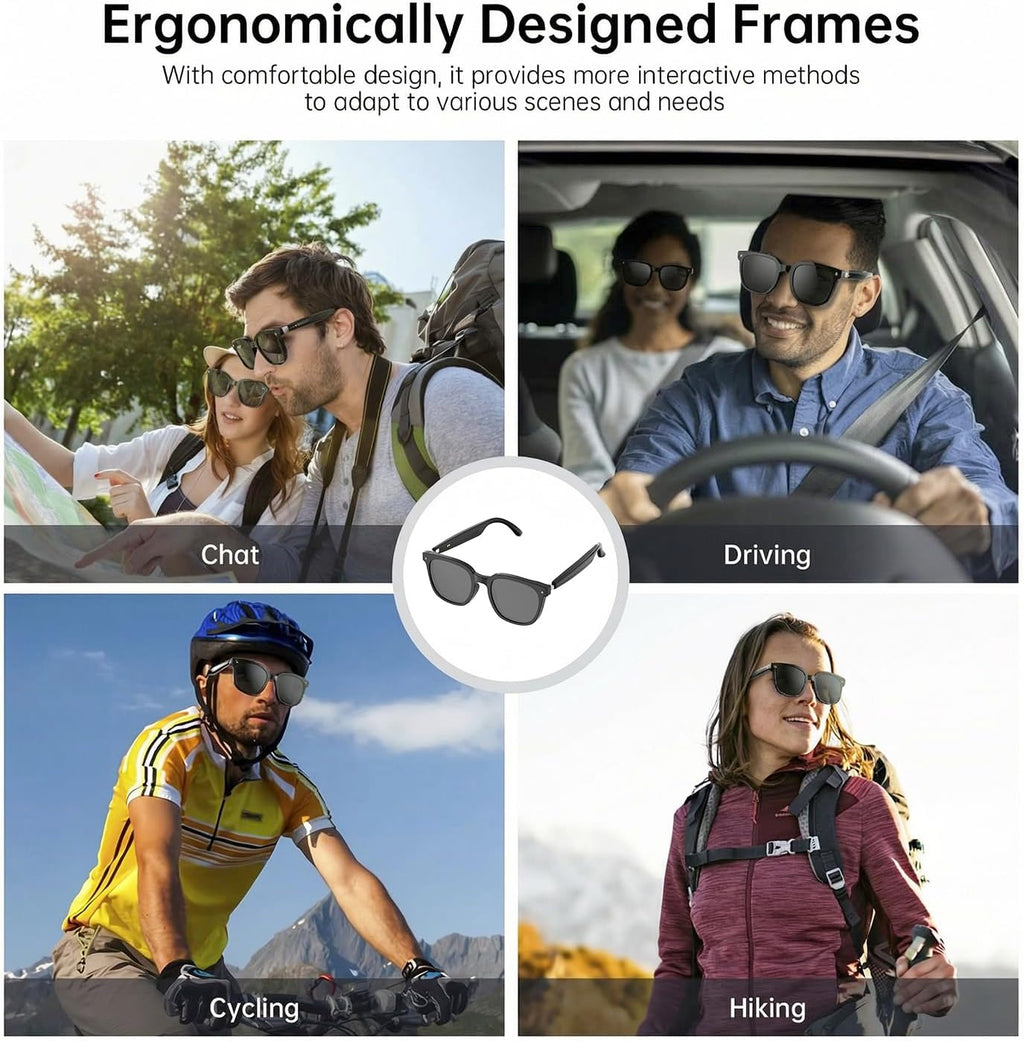 AI Smart Glasses for Men and Women with Chat GPT, Real Time Translation Glasses with 164 Languages,Sunglasses Music Playback, Hands-Free Calls, Open-Ear Audio for Travel, Meetings