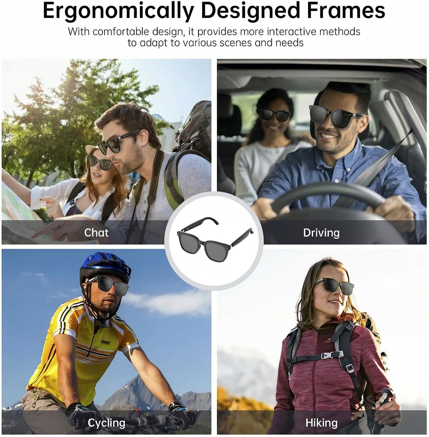 AI Smart Glasses for Men and Women with Chat GPT, Real Time Translation Glasses with 164 Languages,Sunglasses Music Playback, Hands-Free Calls, Open-Ear Audio for Travel, Meetings