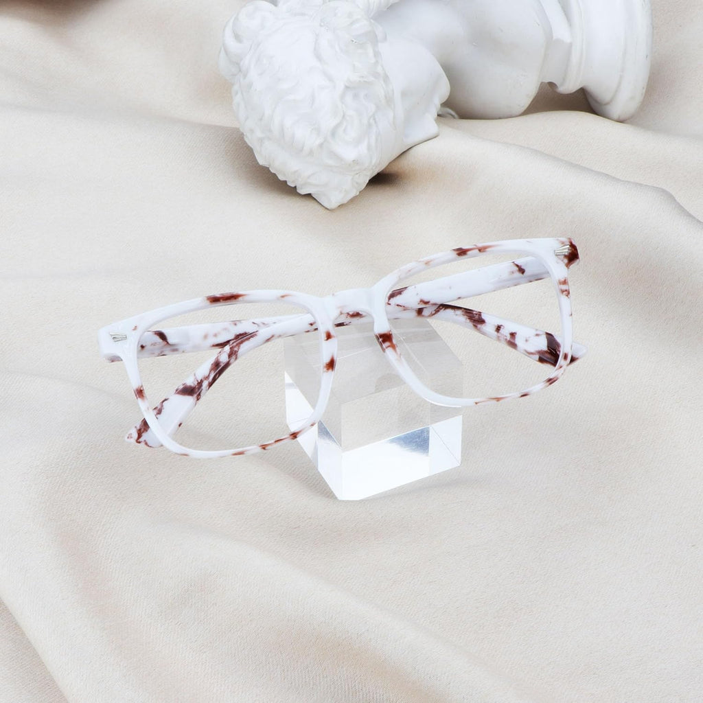 Vintage Square Progressive Multifocal Presbyopic Glasses, Blue Light Blocking Glasses for Men Women Readers (Marble, +0.00/+2.00 Magnification)