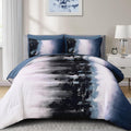 Dinjoy Ombre Blue Comforter Set King Size Gradient Navy Blue Black Boho Bedding Set for Teen Men Women 7 Pieces Bed in a Bag Bohemian Bed Set with Comforter, Sheets, Pillowcases & Shams
