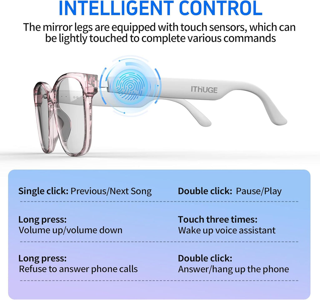AI Smart Translation Glasses - Real-Time Voice Translator, 160+ Languages, Bluetooth 5.4, 8Hr Battery for Travel Business (Black, 35G)