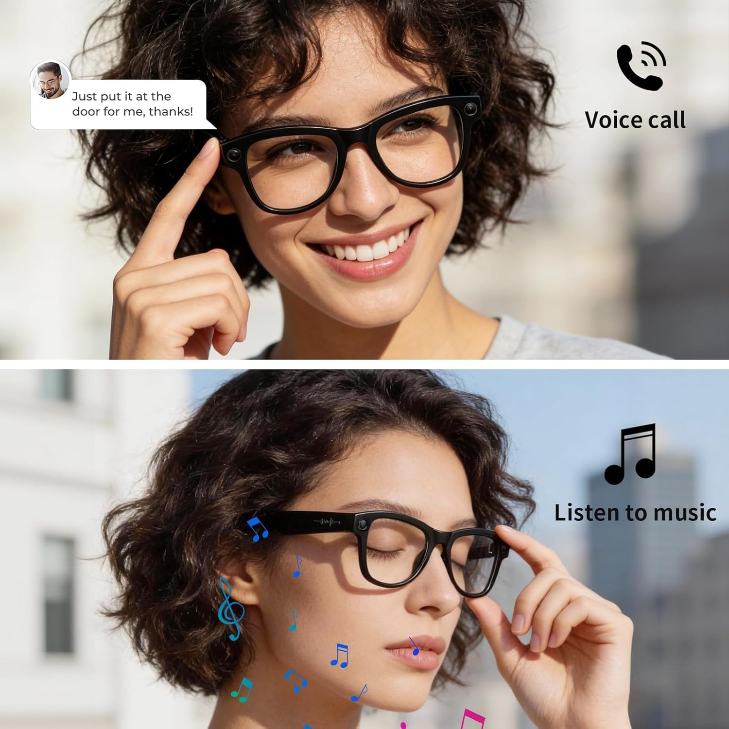 AI Smart Glasses with Camera Stabilization - 8MP POV Video Recording, Real-Time AI Translation, Smart Assistant, Dual-Mic Noise Canceling for Travel & Meetings - Anti-Blue Light, Red Frame