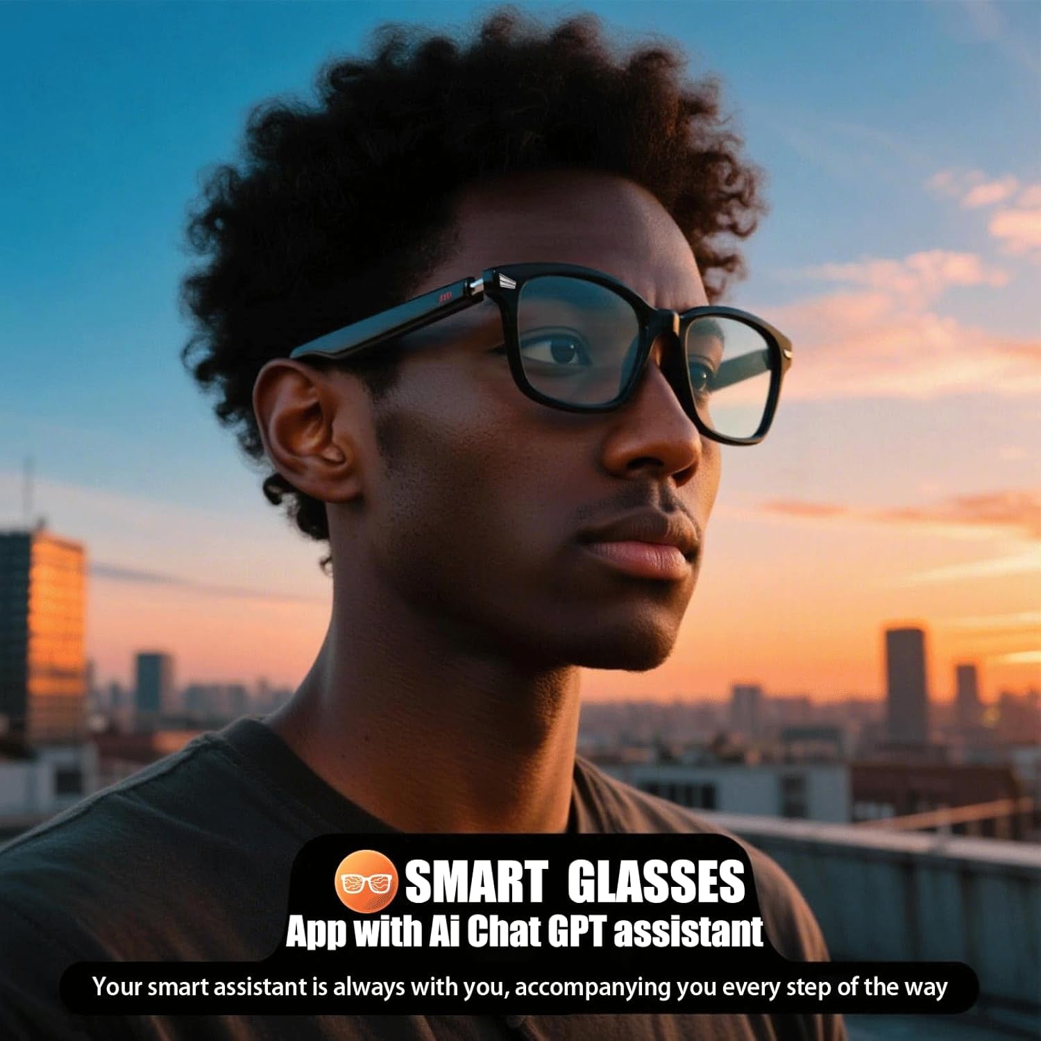 Ai Smart Glasses Bluetooth 5.4 with Translation for Men Women 160+Languages Color-Change Lens Power by Chat GPT Assistant Free App Translator Glasses Meeting,Driver,Travel