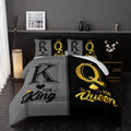 Nttopship King and Queen Crown Comforter Set Black and Gray Couple Bedding Set，3Pcs Mr Mrs Comforter Set for Adults Couple Men Women,His and Hers Quilt Set 2 Pillowcases Bedroom Decor King